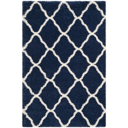 Safavieh 10 x 14 ft. SGH-Hudson Power Loomed Large Rectangle Shag RugNavy & Ivory SGH283C-10